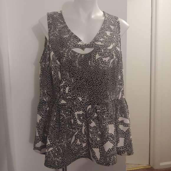 NWT Worthington black&white peplum tank blouse - Picture 1 of 5